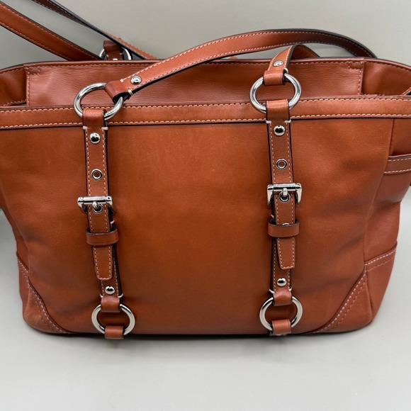 Coach Vintage Leather Satchel Tote Bag Brown Classic Shoulder Handbag - Picture 2 of 13